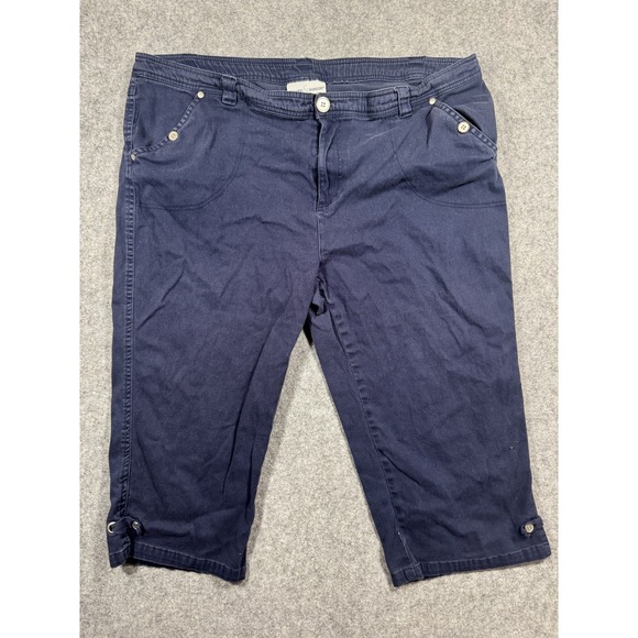 Hillard & Hanson Pants - Hillard & Hanson Capri Pants 16 Navy Blue Stretch Cotton Blend
